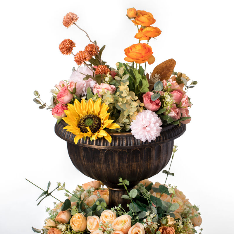 Outdoor Garden Triple Stacked Flower Bowl Urn Tier Planter Decoration, Bronze