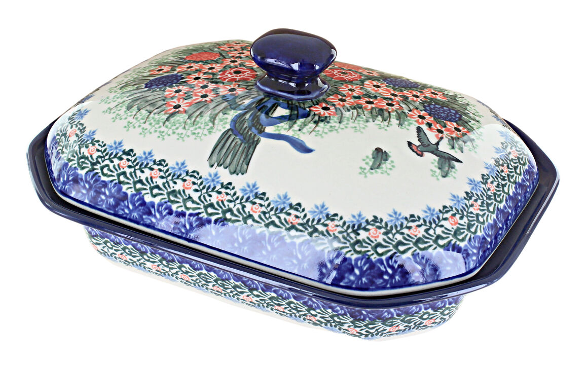 Blue Rose Polish Pottery Alyce Medium Covered Baker