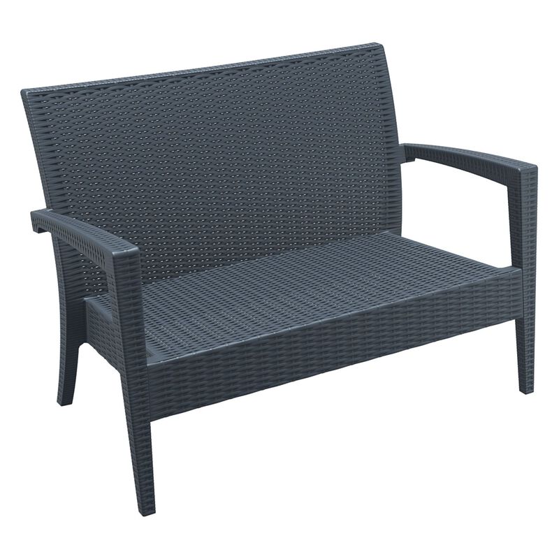 35" White Outdoor Patio Loveseat with Sunbrella Cushion
