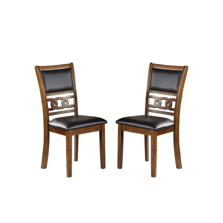 Set Of 2 Upholstered Dining Chair In Walnut Finish
