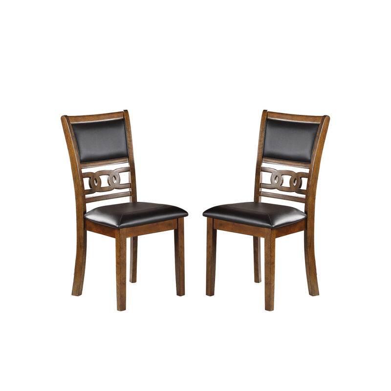 Set Of 2 Upholstered Dining Chair In Walnut Finish