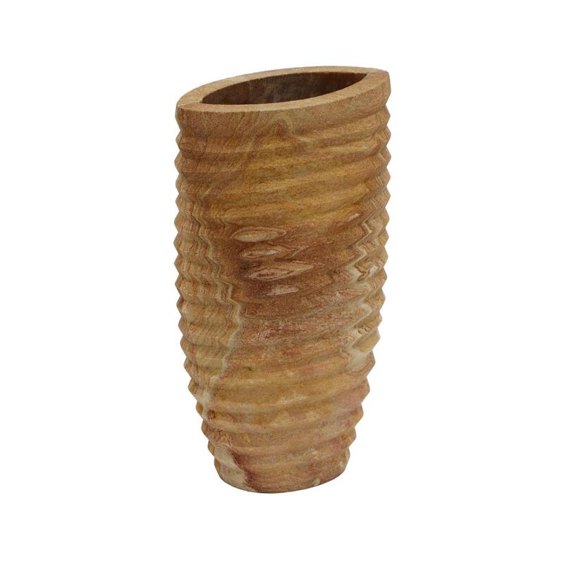 Belen Kox Ribbed Stone Vase in Sandstone, Belen Kox