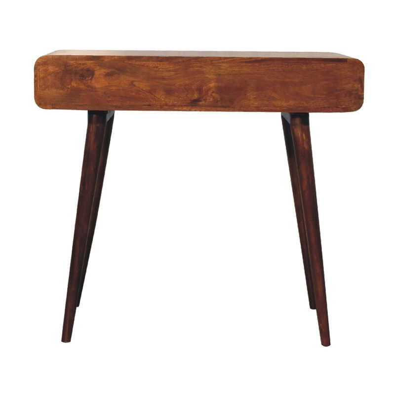 Artisan Furniture Curved Chestnut One Drawer Solid Wood Writing Desk