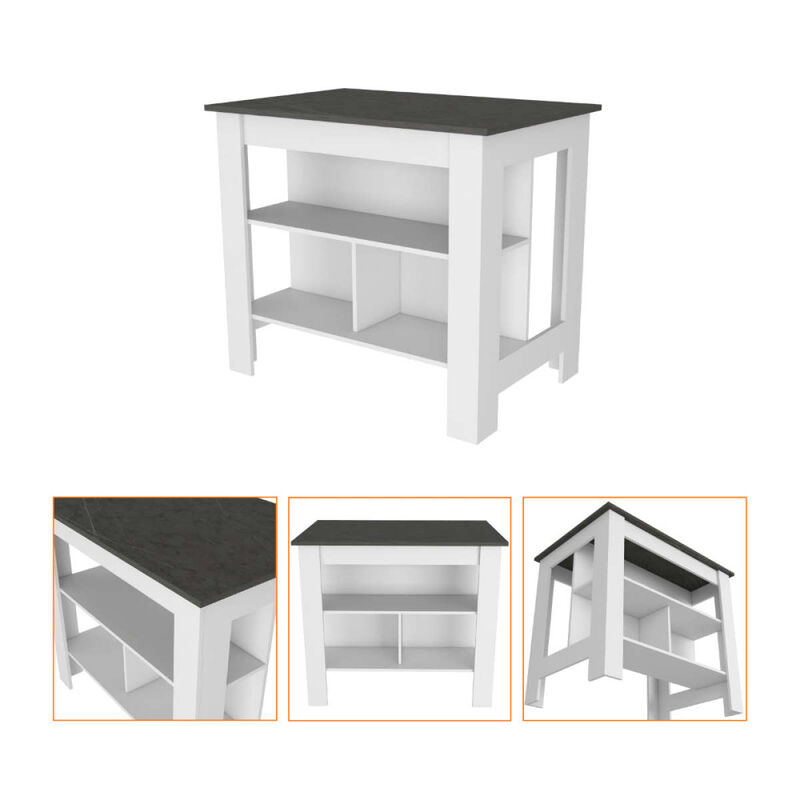 California 2 Piece Kitchen Set, Delos Kitchen Island + Barbados Pantry Cabinet, White Onyx Light Oak