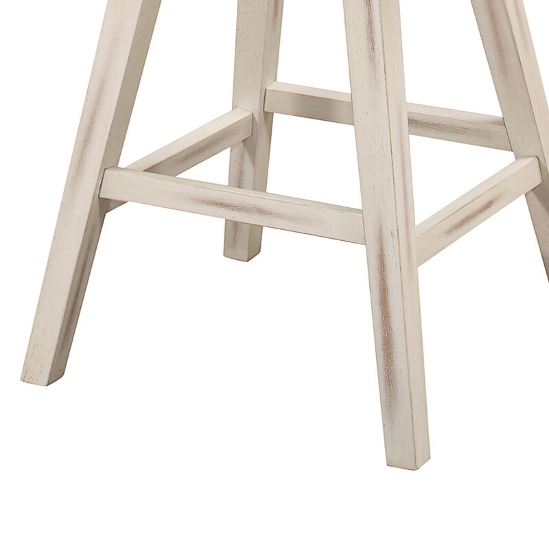 Ati 29 Inch Bar Height Stool Swivel Chairs Set of 2, Divided X Back, Gray, White - Benzara