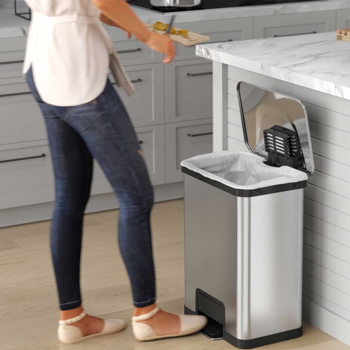 iTouchless 13 Gallon AirStep Step Pedal Trash Can