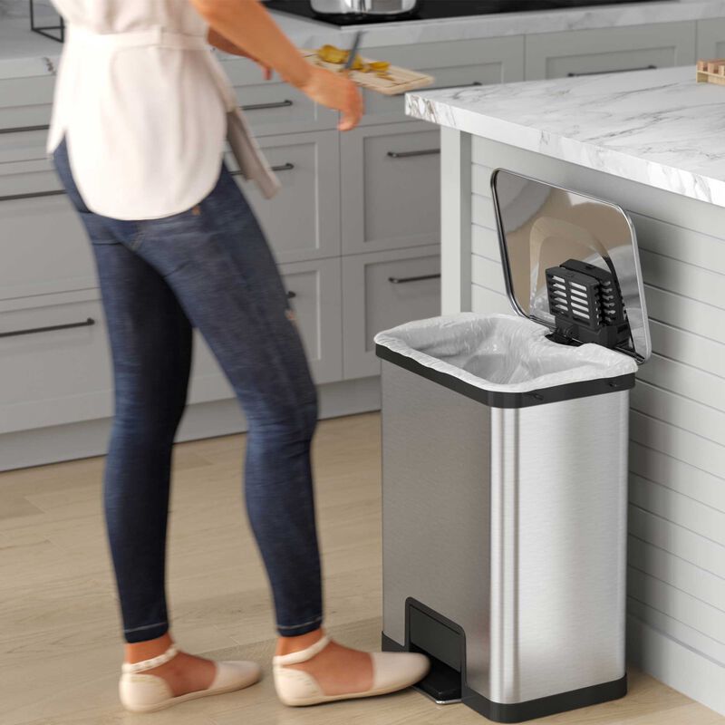 iTouchless 13 Gallon AirStep Step Pedal Trash Can