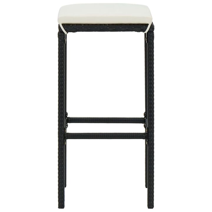 vidaXL 7 Piece Garden Bar Set with Cushions Black