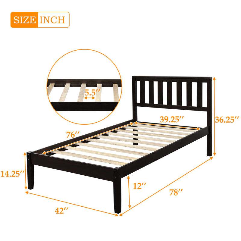 Merax Wood Platform Bed with Headboard