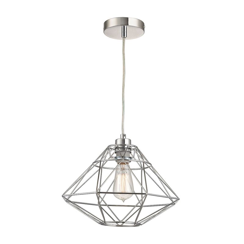 13" Silver Metal Geometric Design Shade 1-Light Pendant Ceiling Light