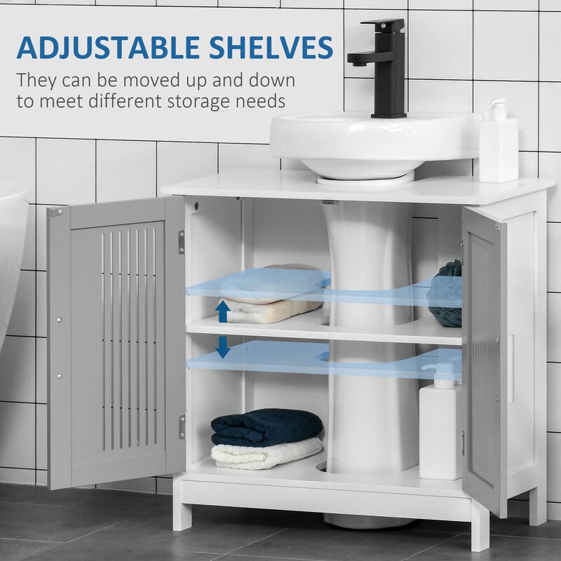 Grey/White Vanity Storage: Modern Under Sink Cabinet with Doors