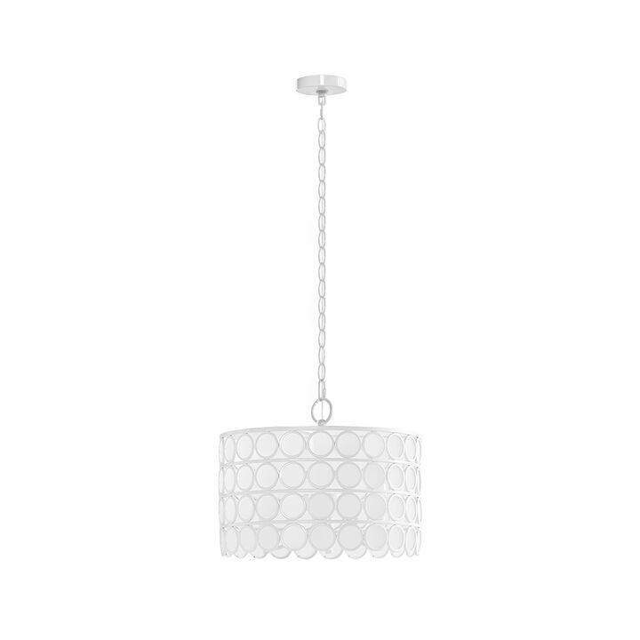 Gracie Mills Janna Mid-Century 4-Lights Glass Drum Shade Chandelier