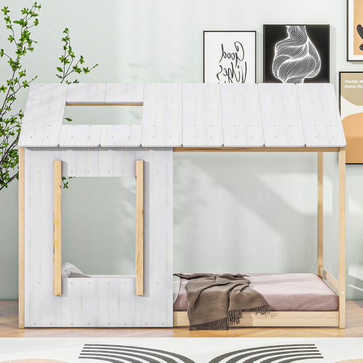 Merax House Platform with Roof and Window
