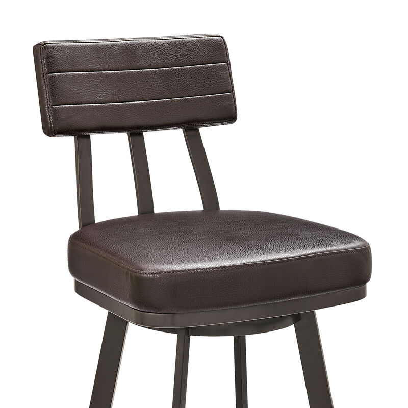 Jinab Swivel Stool in Black Metal with Black Faux Leather