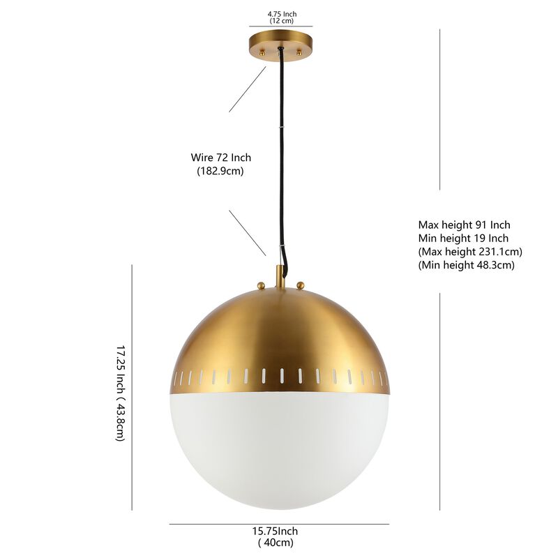 Remy Adjustable Iron/Glass Art Deco Mid-Century Globe LED Pendant