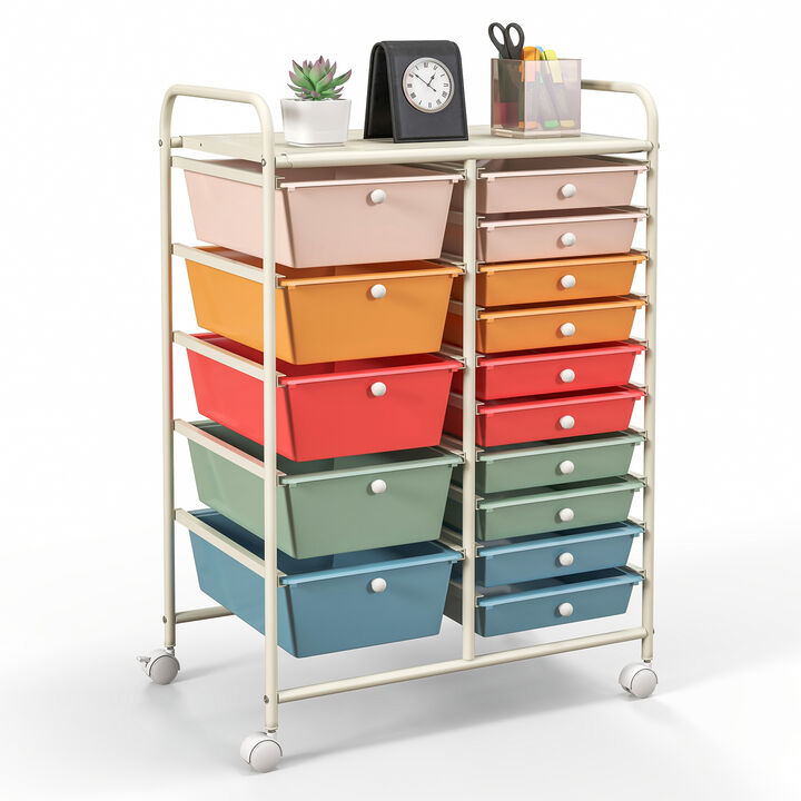 15-Drawer Storage Rolling Organizer Cart