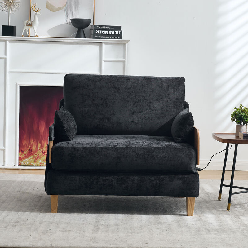 Merax Foldable Chenille Sofa Chair Convertible Futon Sleeper