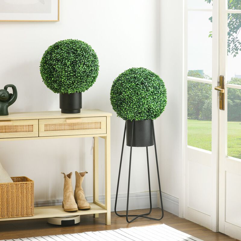 15.75" Faux Boxwood Topiary: 2-Pack, Ball Shaped