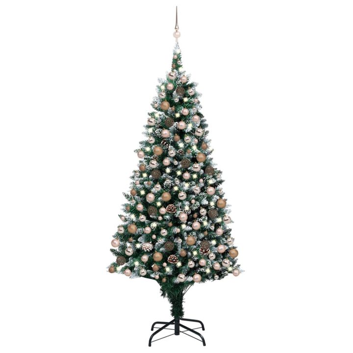vidaXL Artificial Christmas Tree with LEDs&Ball Set&Pine Cones 82.7"