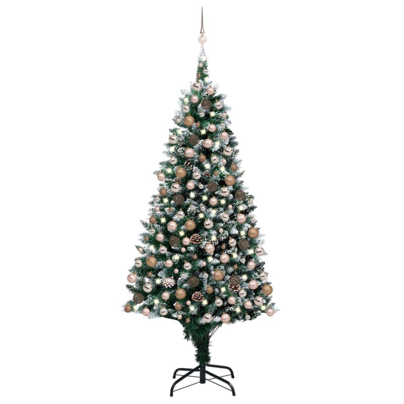 vidaXL Artificial Christmas Tree with LEDs&Ball Set&Pine Cones 82.7"