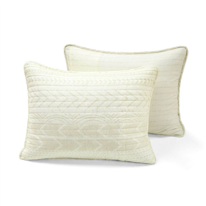 Hivvago King size Scandinavian Chevron Ivory Reversible Cotton Quilt Set