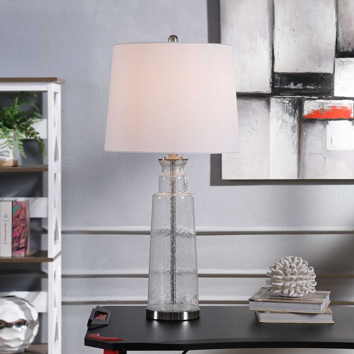 Clear Seeded Glass Table Lamp (Set of 2)