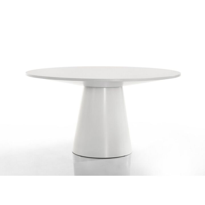Yuvi 3 Piece Dining Table and Chair Set, Round, Barrel Seat, White, Gray - Benzara