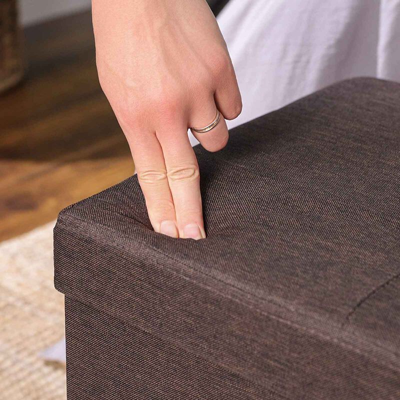 43-Inch Folding Storage Ottoman Bench with Wooden Divider - Storage Chest and Foot Rest Stool