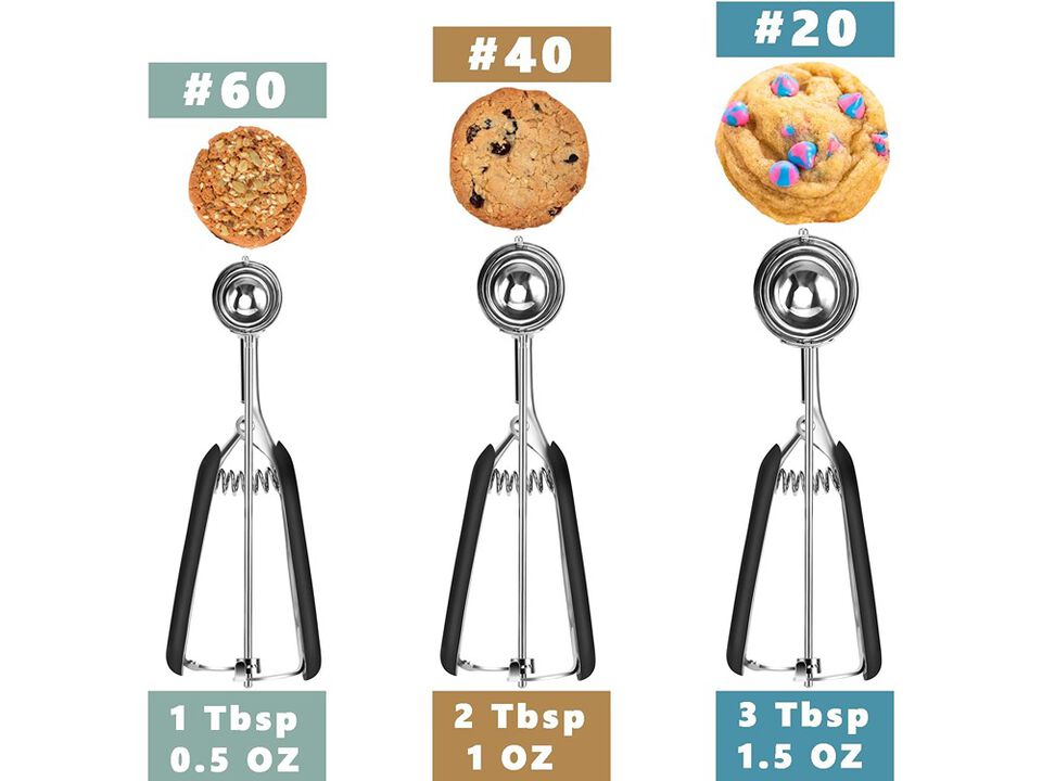 HOMURE H Cookie Scoop Set, Include 1 Tbsp/2 Tbsp/3 Tbsp, Cookie Scoops for Baking Set of 3