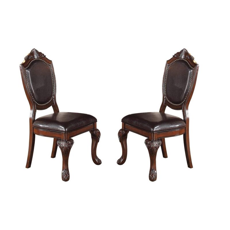 Royal Majestic Formal Set Of 2 Side Chairs Brown Rubberwood Dining Room Furniture
