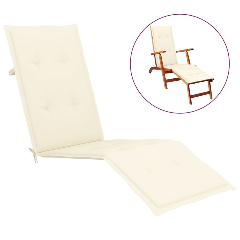 vidaXL Deck Chair Cushion Cream (29.5"+41.3")x19.7"x1.6"