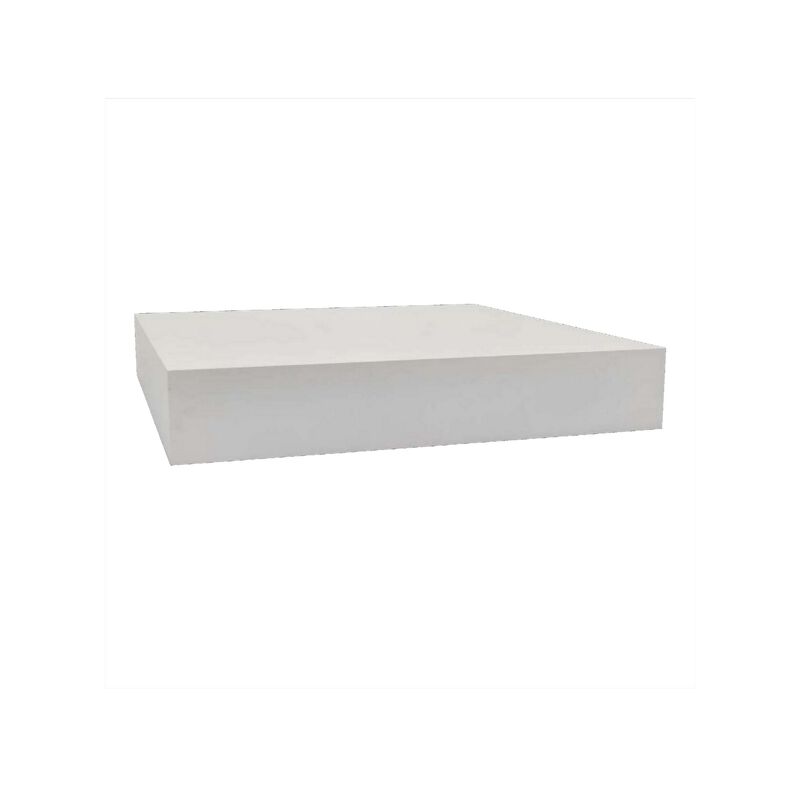 30 Inch Square Display Platform, Thick Wooden Durable Riser, White Finish - Benzara
