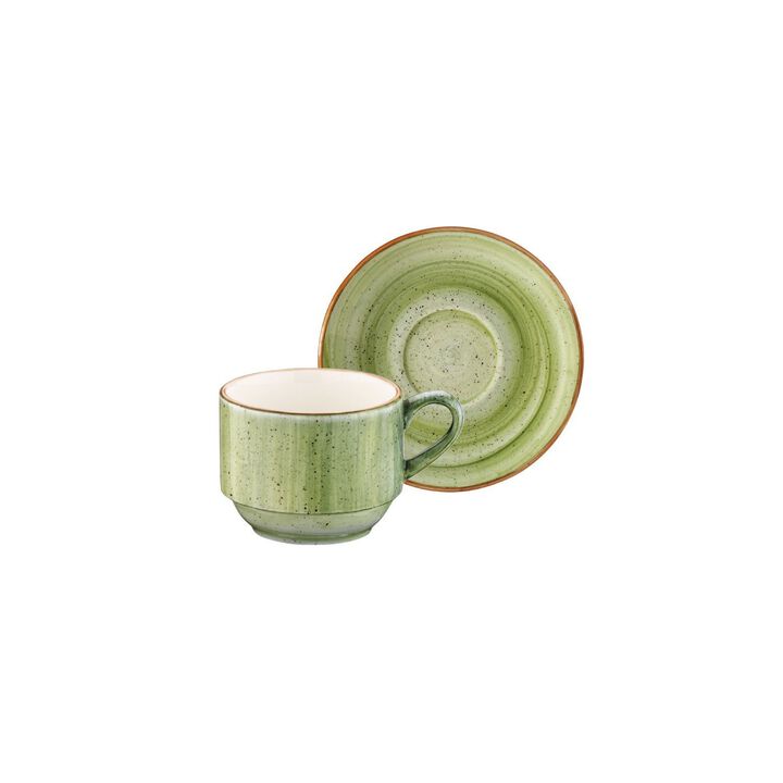 Therapy Stacking 3 oz. Espresso Cup+Saucer Set for 2