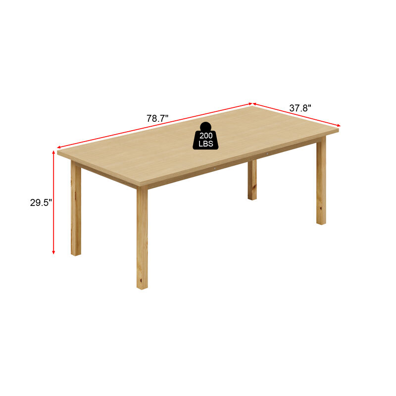 FUFU&GAGA Natural Wood Writing Desk, MDF & Rubberwood Construction (78.7" W x 29.5" H x 37.8" D), Natural Wood Finish