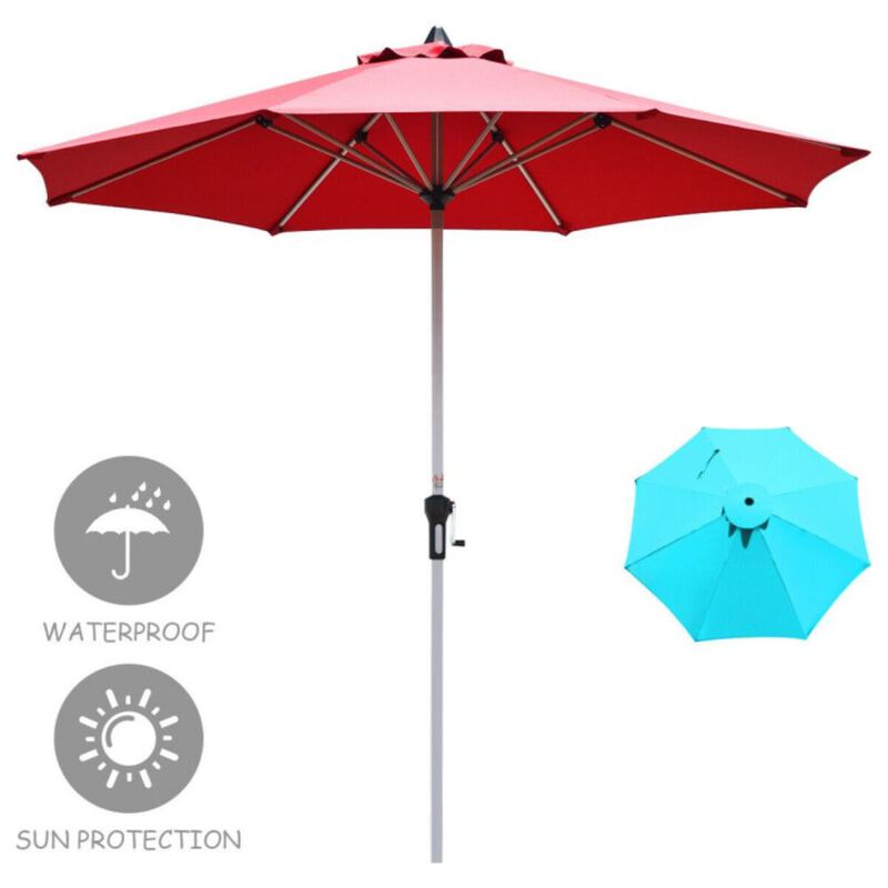 Hivvago 9 Feet Patio Outdoor Market Umbrella with Aluminum Pole without Weight Base
