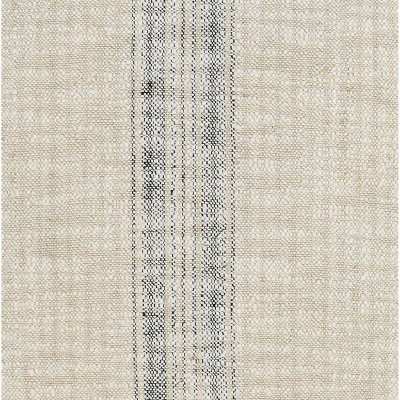 Tia 22 Inch Square Accent Throw Pillow with Woven Black Stripe, Beige Linen-Benzara