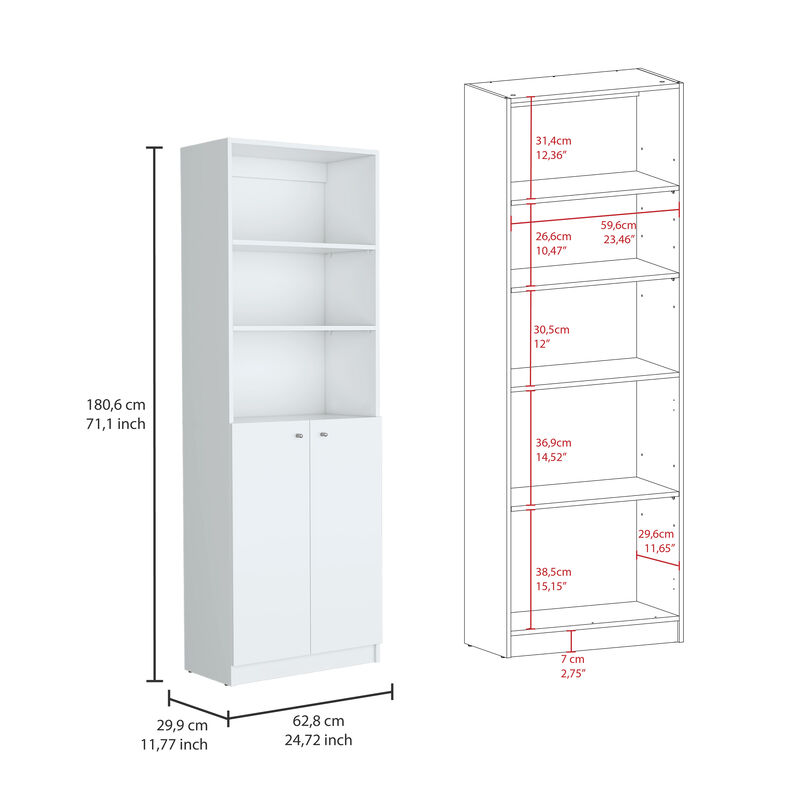 Salina 3 Piece Living Room Set With 3 Bookcases, White
