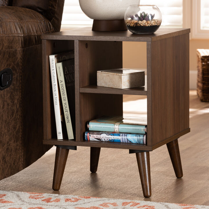 Baxton Studio Sami Mid Century Modern Walnut Finished Wood End Table