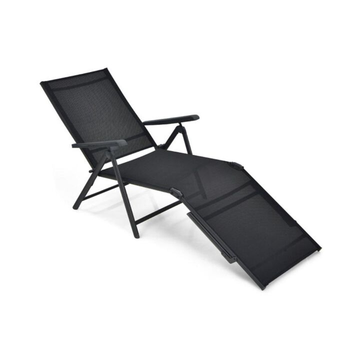 Hivvago Patio Foldable Chaise Lounge Chair with Backrest and Footrest