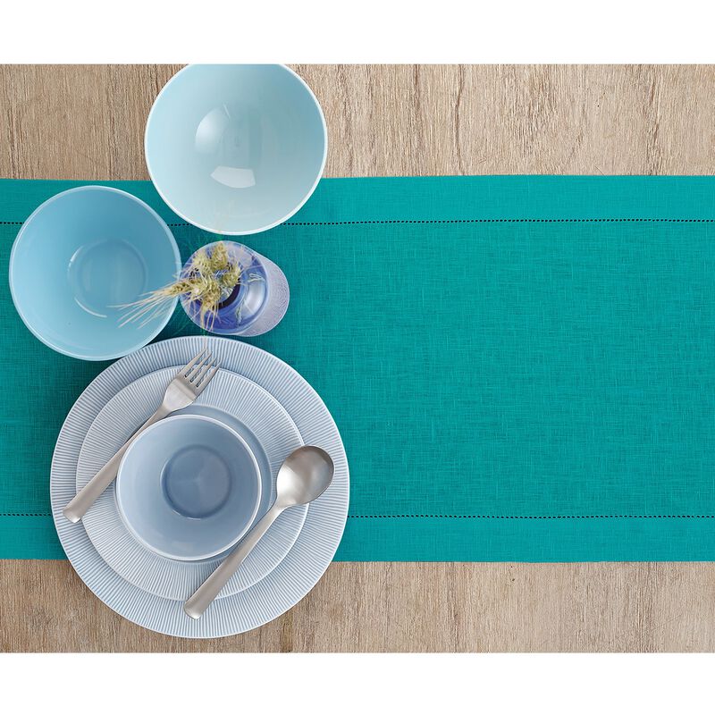Solino Home 100% Pure Linen Table Runner | Classic Hemstitch for Thanksgiving, Christmas