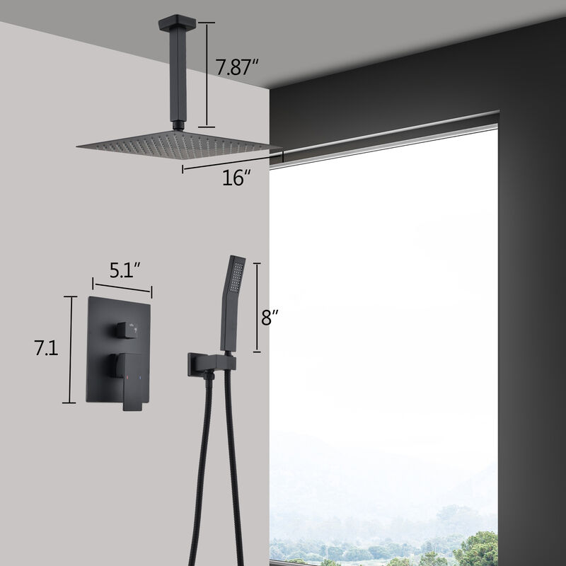 Ceiling Mounted Shower System Combo Set With Handheld And 16 Shower Head