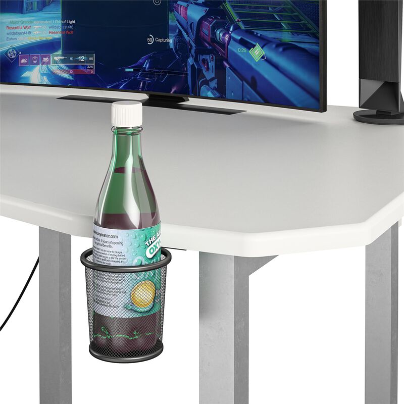 Ntense Quest Gaming Desk with CPU Stand, White