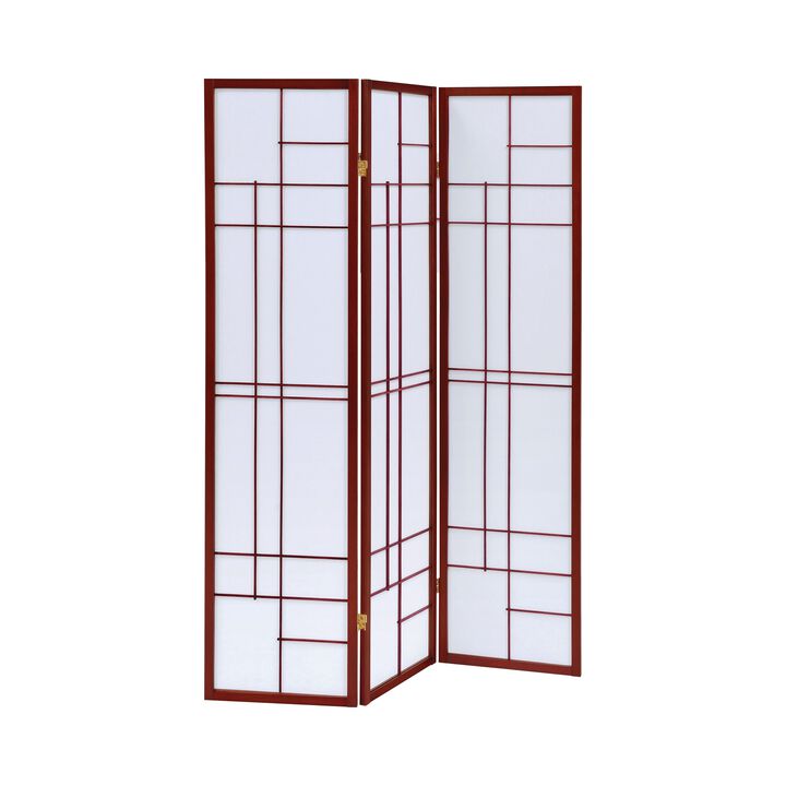 Classic 3 Panel Wooden Folding Screen, Brown - Benzara