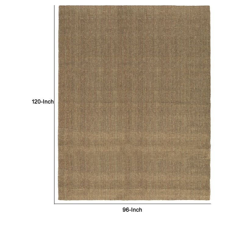 Quell 8 x 10 Handwoven Area Rug, Natural Brown Seagrass, Braided Design - Benzara
