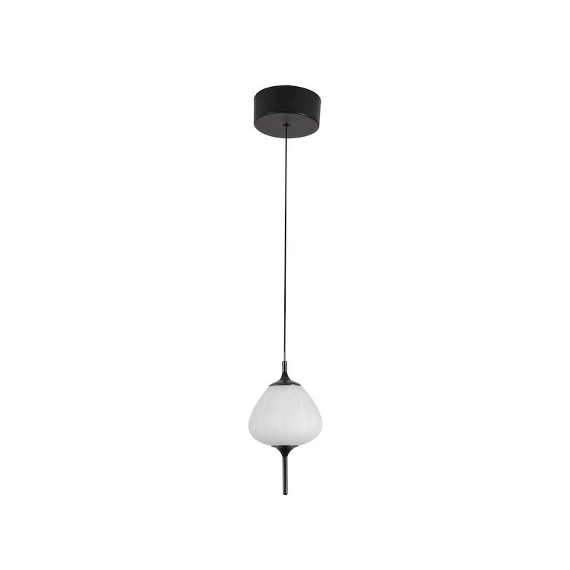 VONN Lighting Integrated LED Height Adjustable Pendant Light with Glass Shade in Black