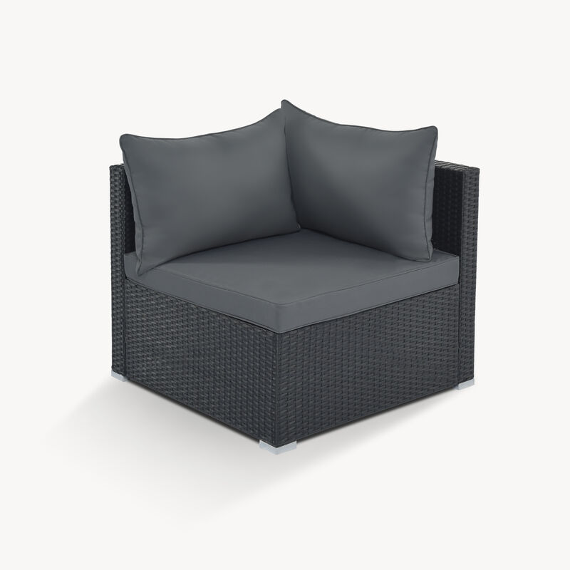 8-Pieces Outdoor Patio Furniture Sets, Garden Conversation Wicker Sofa Set, Single Sofa Combinable