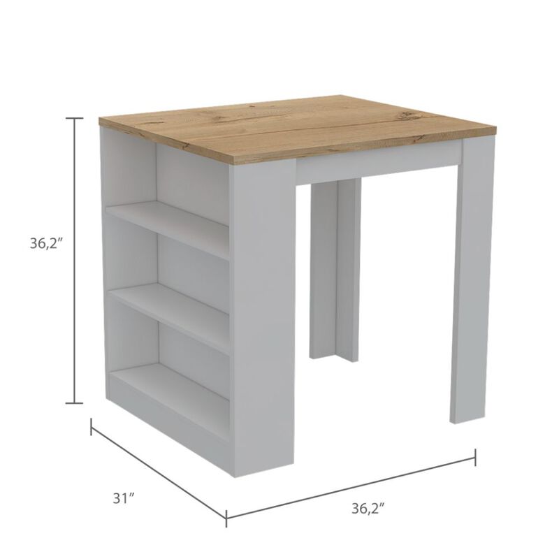 Kitchen Counter Dining Table Toledo, Kitchen, White / Light Oak