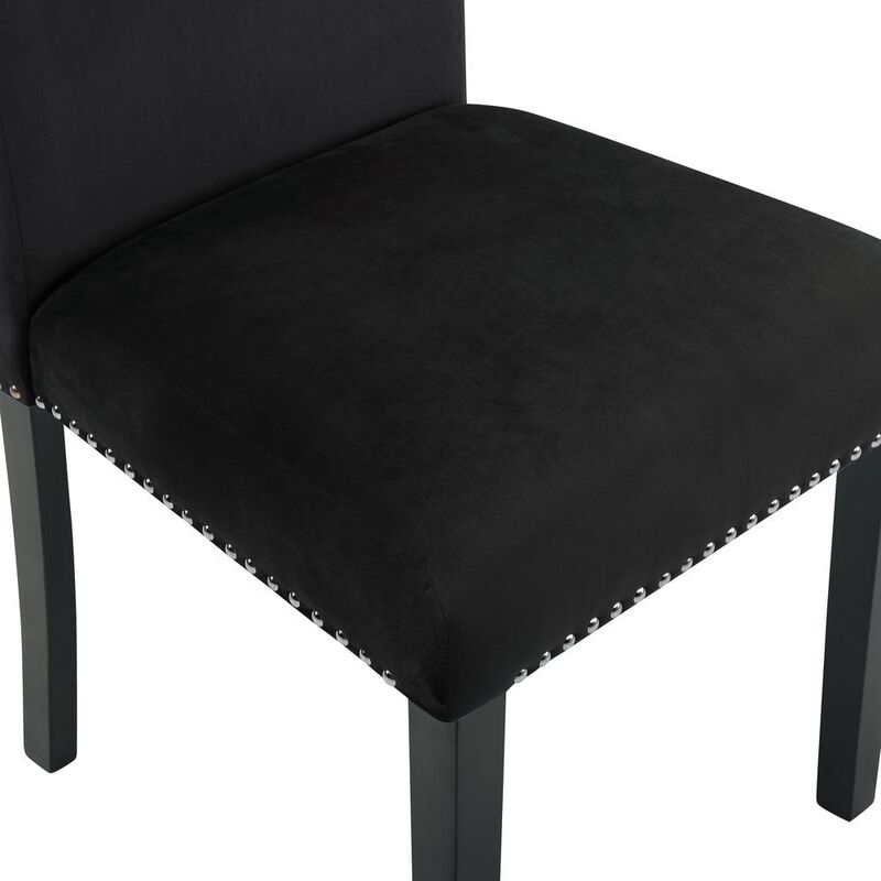 New Classic Furniture Furniture 37.75 Velvet & Wood Dining Chair in Black (Set of 2)