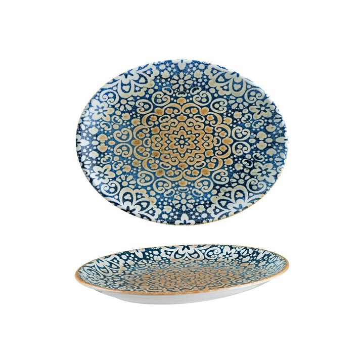 Alhambra 12.25" x 9.5" x h:1" Oval Decorated Porcelain Platter