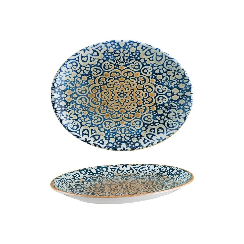 Alhambra 12.25" x 9.5" x h:1" Oval Decorated Porcelain Platter